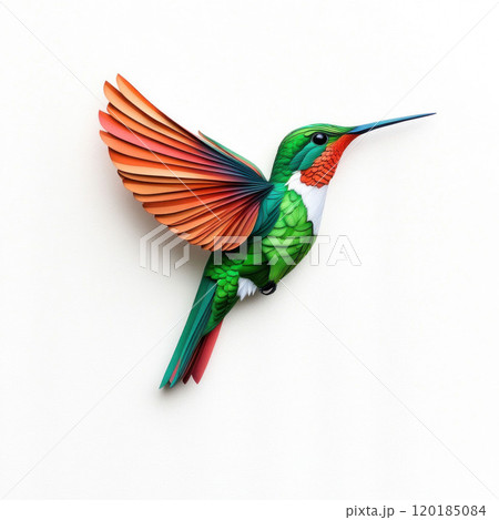 Colorful Hummingbird Illustration in Flight Colorful Hummingbird Illustration in Flight 120185084