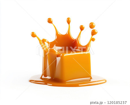 Caramel Cube Splashing on White Background Caramel Cube Splashing on White Background 120185237
