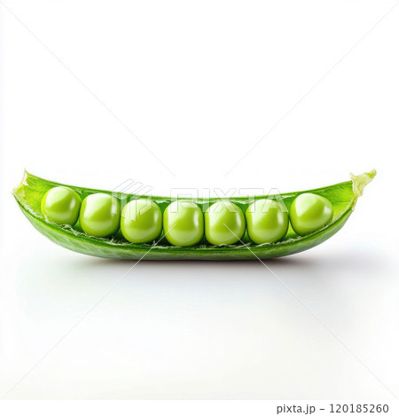 Fresh Green Peas in Open Pod Isolated on White Background 120185260