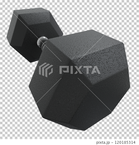 Blank Hex Dumbbell, weightlifting gym equipment, wide angle view, Blank Hex Dumbbell, weightlifting gym equipment, wide angle view, 120185314