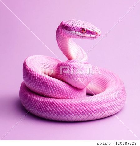 Pink Snake on Purple Background - Stock Illustration [120185328