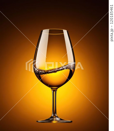Wine Glass with Liquid Splash on Orange Background Wine Glass with Liquid Splash on Orange Background 120185461