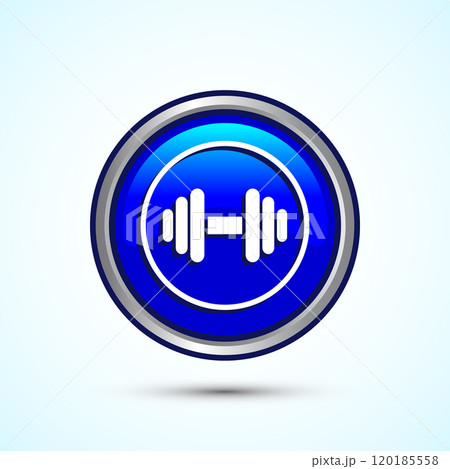 Dumbbell icon design for fitness, gym, exercise, weightlifting. Button Design Dumbbell icon design for fitness, gym, exercise, weightlifting. Button Design 120185558