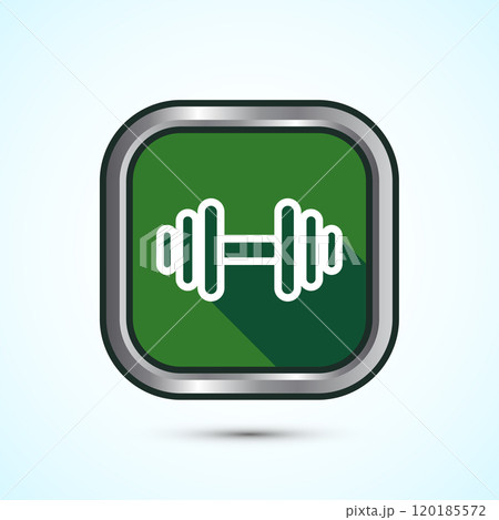 Dumbbell icon design for fitness, gym, exercise, weightlifting. Button Design Dumbbell icon design for fitness, gym, exercise, weightlifting. Button Design 120185572