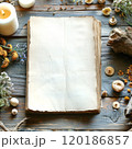 Template concept, Blank sheet of paper on wood rustic background 120186857