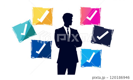 人物アイコン シルエット ビジネスマン チェック 確認 人物アイコン シルエット ビジネスマン チェック 確認 120186946