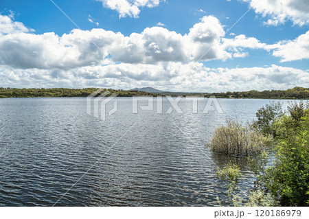 Spring nature, lake landscape. Povoa e Meadas Dam in Castelo de Vide, Alentejo Portugal. 120186979