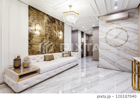 Living room in rich modern home with italian marble floor Living room in rich modern home with italian marble floor 120187040