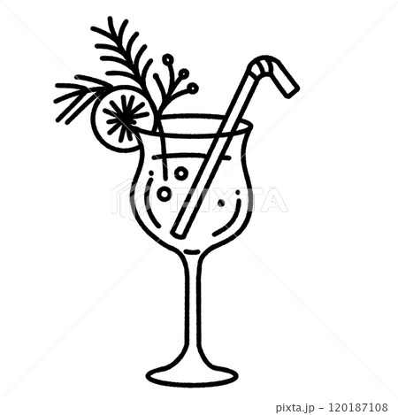 cocktail Hand drawn New Years Eve Celebration party graphic illustration isolated on white background color editable  120187108