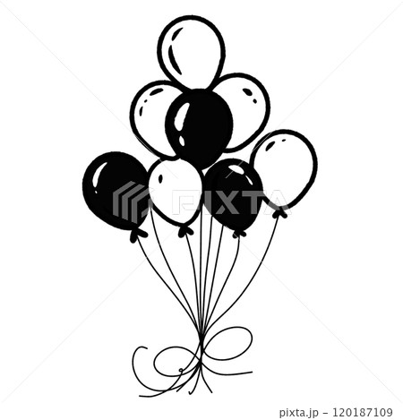 Balloons Hand drawn New Years Eve Celebration party graphic illustration isolated on white background color editable  120187109