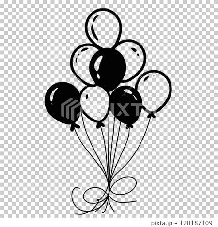 Balloons Hand drawn New Years Eve Celebration party graphic illustration isolated on white background color editable  120187109