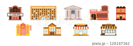 City House and Street Building Facade Vector Set City House and Street Building Facade Vector Set 120187162