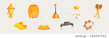 Russian Slavic Object and Famous Symbol Vector Illustration Set Russian Slavic Object and Famous Symbol Vector Illustration Set 120187203