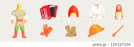 Russian Slavic Object and Famous Symbol Vector Illustration Set Russian Slavic Object and Famous Symbol Vector Illustration Set 120187204