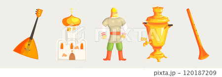 Russian Slavic Object and Famous Symbol Vector Illustration Set Russian Slavic Object and Famous Symbol Vector Illustration Set 120187209