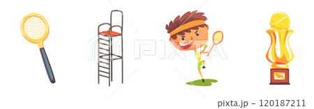 Tennis Player Professional Object and Item Vector Set Tennis Player Professional Object and Item Vector Set 120187211