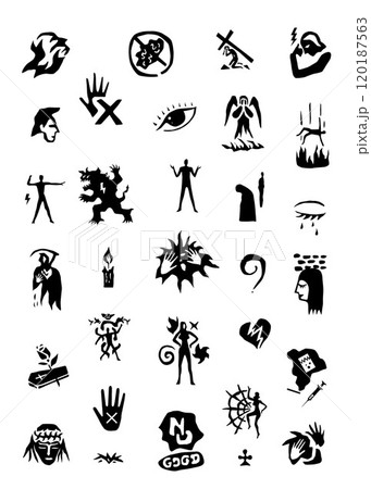 Psychological problems of people fears and phobias ,drugs addiction - vector icon set , isolated graphic design elements Psychological problems of people fears and phobias ,drugs addiction - vector icon set , isolated graphic design elements 120187563