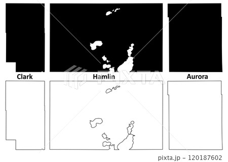 Aurora, Clark and Hamlin County, State of South Dakota (U.S. county, United States of America, USA, U.S., US) map vector illustration, scribble sketch map 120187602