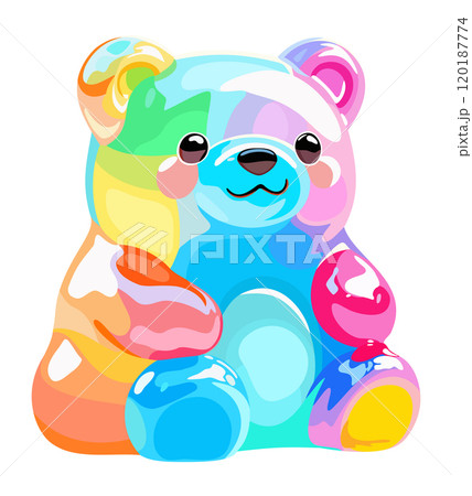 Colorful gummy bear. Jelly bear fruit gummy. Vector isolated illustration Colorful gummy bear. Jelly bear fruit gummy. Vector isolated illustration 120187774