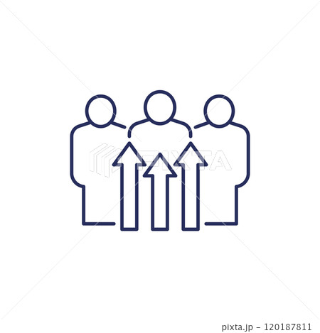 team growth line icon on white team growth line icon on white 120187811