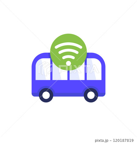 autonomous shuttle bus icon, flat design 120187819
