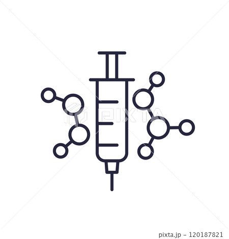 molecules and a syringe line icon 120187821