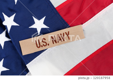 U.S. Navy Branch Tape on national USA flag 120187958
