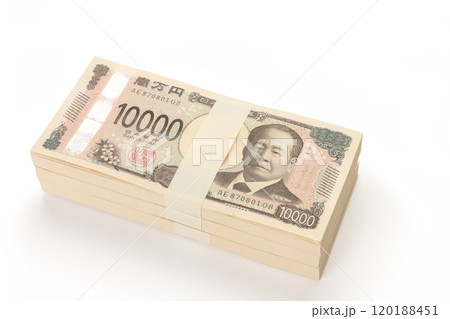 一万円札の札束　新紙幣　渋沢栄一 120188451