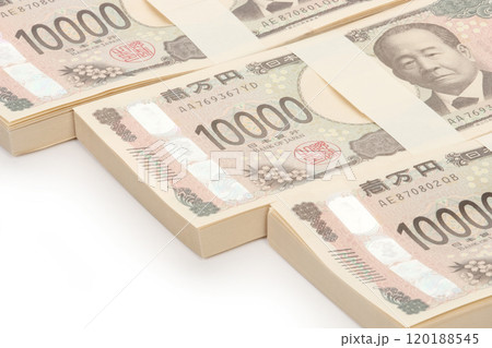 一万円札の札束　新紙幣　渋沢栄一 120188545