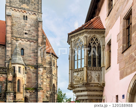 Beautiful balcony of a house in the old Bavarian city of Nuremberg 120188988