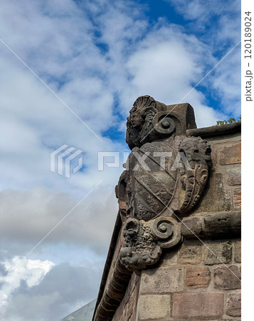 Shield Coat of Arms decoration on the battlement walls of Nuremberg Castle Shield Coat of Arms decoration on the battlement walls of Nuremberg Castle 120189024