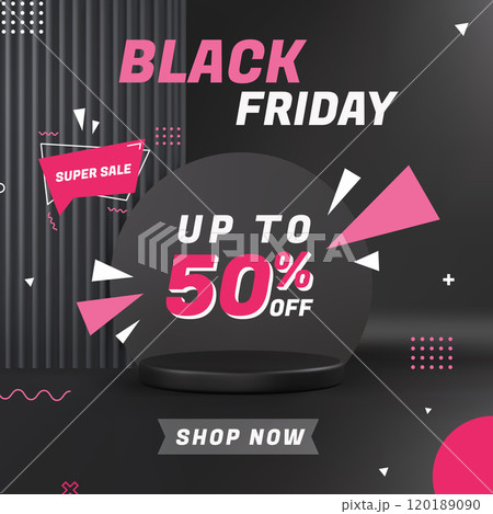 3D Black Friday podium scene 120189090