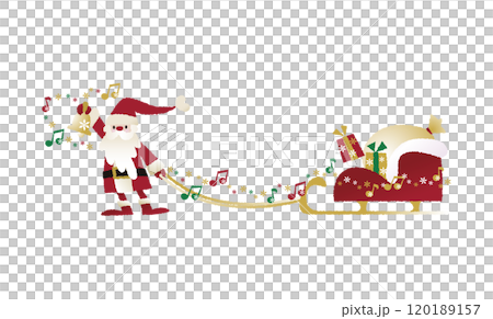 Christmas_Santa Claus ringing a bell and pulling a sleigh_collection style Christmas_Santa Claus ringing a bell and pulling a sleigh_collection style 120189157