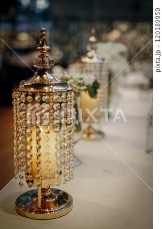 Elegant home decorative item create a luxurious atmosphere interior or exterior design, Perfect for home decorations idea, upscale events, or elegant home decor with a warm and inviting glow 120189950
