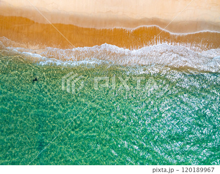 Beautiful sea surface in summer season seascape background ,Nature sea beach background,High angle view waves seascape nature view 120189967
