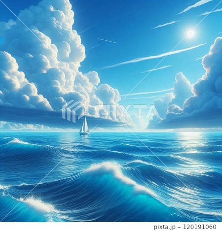 青空と海のイラスト素材 [120191060] - PIXTA