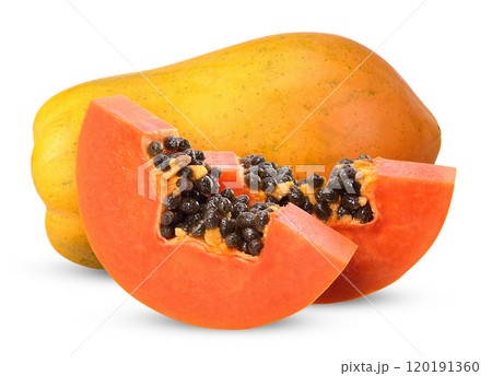 Ripe papaya isolated on white clipping path Ripe papaya isolated on white clipping path 120191360