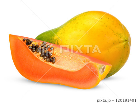 Ripe papaya isolated on white clipping path Ripe papaya isolated on white clipping path 120191401