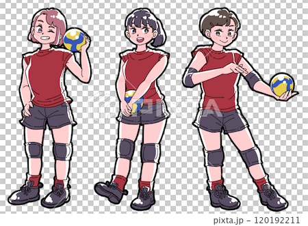 一個打排球的女孩的插圖集 120192211