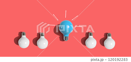 One out unique idea light bulb - Flat lay 120192283