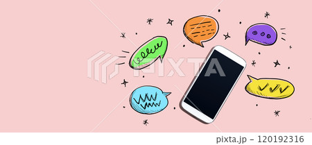 Speech bubbles and a smartphone Speech bubbles and a smartphone 120192316