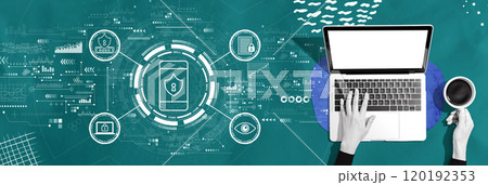 Data Privacy concept with person using a laptop 120192353