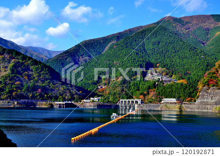 奥多摩湖 小河内ダム付近　紅葉の風景 120192871