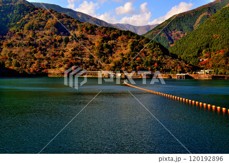 奥多摩湖 小河内ダム付近 紅葉の風景 奥多摩湖 小河内ダム付近 紅葉の風景 120192896