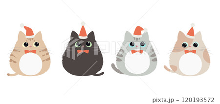 クリスマスの帽子を被った子猫たちのベクターイラスト 120193572