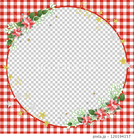 Red check and poinsettia (square) 120194157