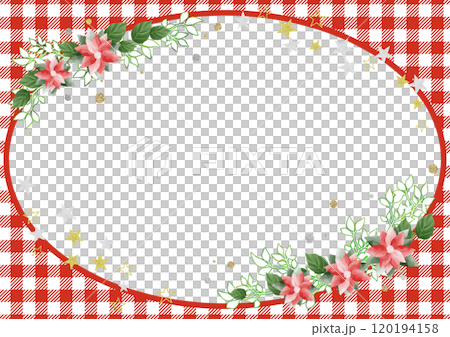 Red check and poinsettia 120194158