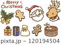 サンタとトナカイとクリスマス素材 120194504