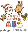 クリスマスを祝うサンタとトナカイ 120194505