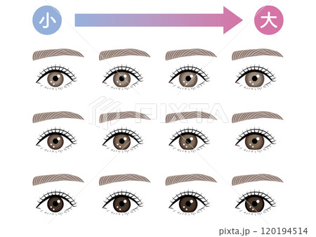 カラコンの直径の大小と色の比較セット 120194514